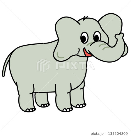 正面を向いたゾウのかわいいイラスト 135304809