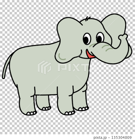 正面を向いたゾウのかわいいイラスト 135304809
