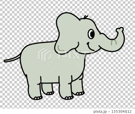 一幅簡單的側身站立的大象插圖 135304812