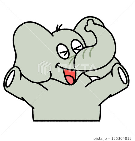 うれしそうに万歳するゾウのかわいいイラスト 135304813