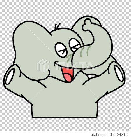 うれしそうに万歳するゾウのかわいいイラスト 135304813