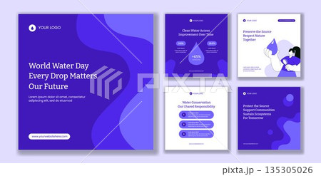 World Water Day Flat Cartoon Hand Drawn Illustration for Social Media Post Design World Water Day Flat Cartoon Hand Drawn Illustration for Social Media Post Design 135305026