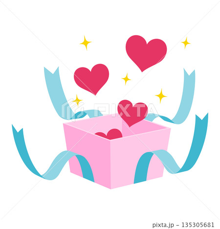 ハートが飛び出すギフトボックス 135305681