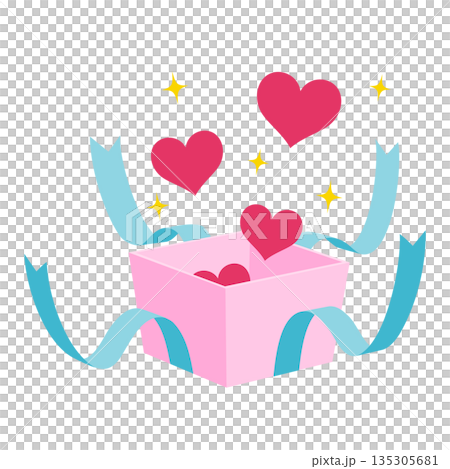 ハートが飛び出すギフトボックス 135305681