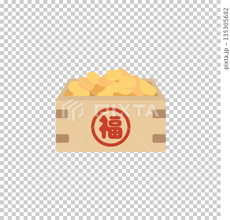 Illustration of lucky beans and a masu box for Setsubun | Japanese lucky charms used for bean throwing and traditional Japanese events Illustration of lucky beans and a masu box for Setsubun | Japanese lucky charms used for bean throwing and traditional Japanese events 135305682