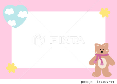 Rectangle pink frame with cat wearing winter scarf for polaroid photo, ad template, social media post, decoration, notepads, sticky note, memo, print, poster, kitten post card, animal, pet, vet Rectangle pink frame with cat wearing winter scarf for polaroid photo, ad template, social media post, decoration, notepads, sticky note, memo, print, poster, kitten post card, animal, pet, vet 135305744