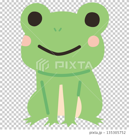 可愛的青蛙插畫，採用柔和的粉紅顏色調。 135305752
