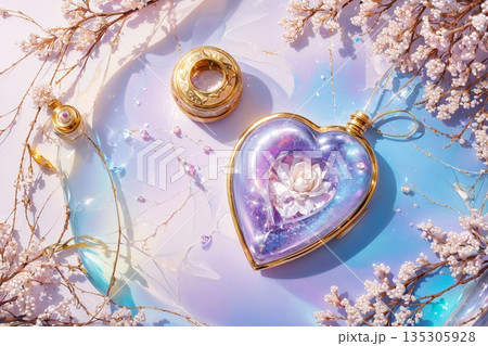 ロマンティックな桜と香水瓶の世界 135305928