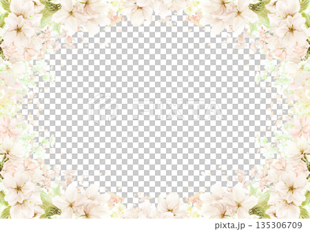 Cherry blossom frame 2 with scattered petals 135306709