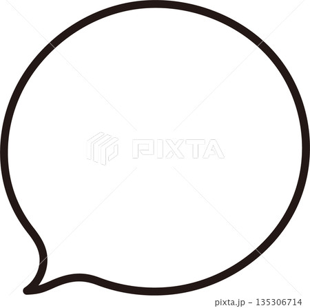 手書きのゆるい線の吹き出し　黒　かわいい　ベクターイラスト素材 135306714