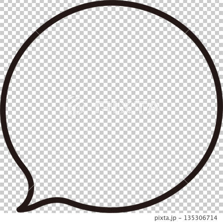 手書きのゆるい線の吹き出し　黒　かわいい　ベクターイラスト素材 135306714