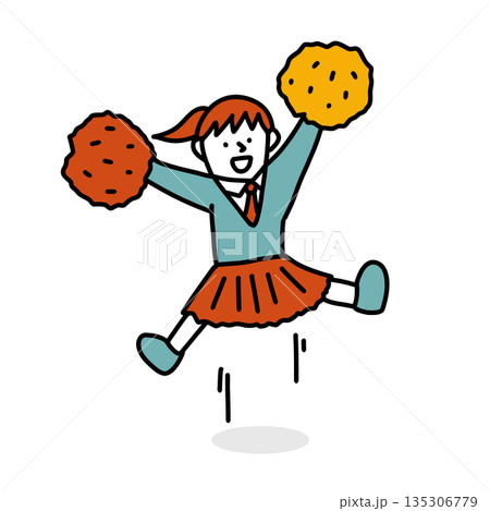 応援するチアガールの女の子のイラスト 135306779