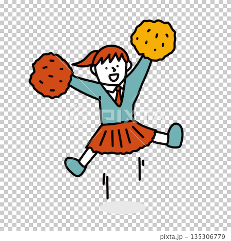 応援するチアガールの女の子のイラスト 135306779