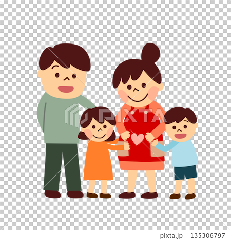 妊娠中の母親と家族 135306797