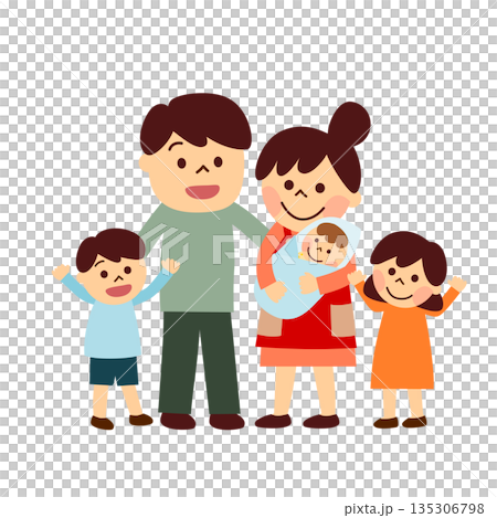 母親和家人抱著嬰兒 母親和家人抱著嬰兒 135306798