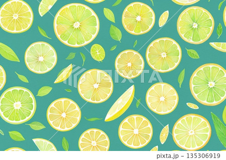 ナチュラルで優しいレモンデザイン 135306919