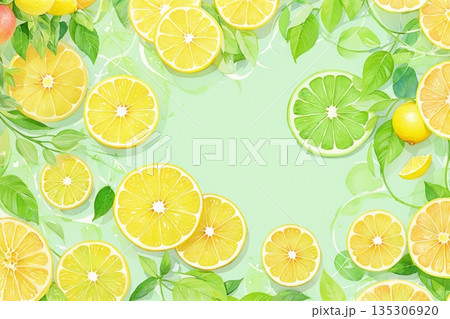 清潔感あるレモンの水彩イラスト 135306920