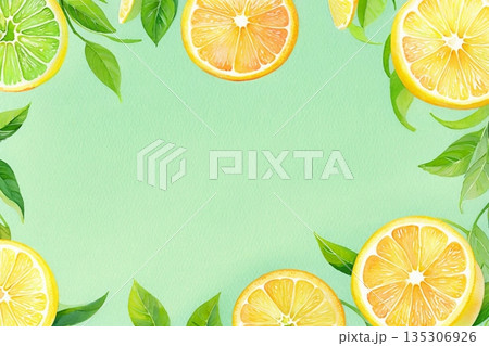 清涼感のあるレモンのパターン素材 135306926