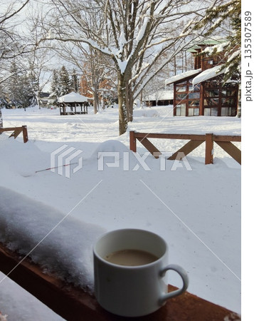 wooden benches in the park 135307589