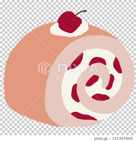 Illustration of cherry cream roll drawing for sweet dessert, snack, cafe, restaurant, menu, recipe, baking, cook book, bakery, pastry, department store, supermarket, mart, kids favourite, icon Illustration of cherry cream roll drawing for sweet dessert, snack, cafe, restaurant, menu, recipe, baking, cook book, bakery, pastry, department store, supermarket, mart, kids favourite, icon 135307609