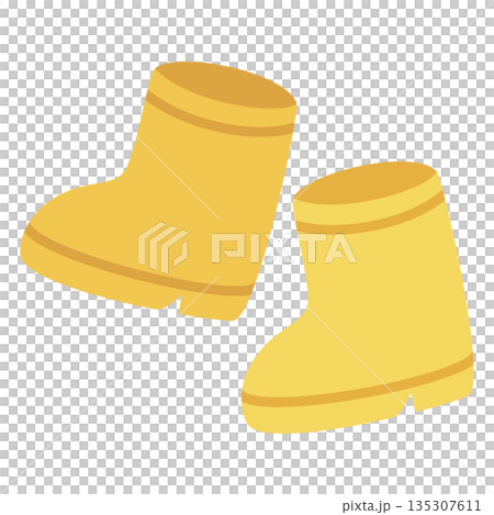 パステルカラーで描かれたシンプルな長靴のイラスト 135307611