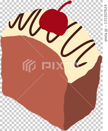 Illustration of chocolate butter bread with cherry for sweet dessert, snack, cafe, restaurant, menu, recipe, baking, cook book, bakery, pastry, department store, supermarket, mart, kids favourite 135307624