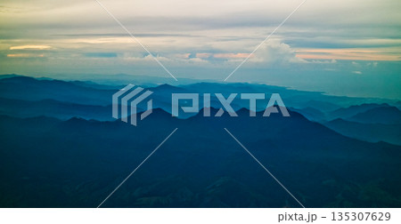 beautiful view of the hills in the morning beautiful view of the hills in the morning 135307629