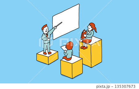 授業をする講師とそれを聞きながら成長する学生・ビジネスマン 135307673