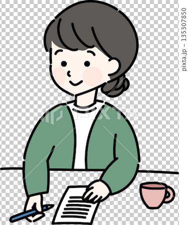 Woman writing a letter Woman writing a letter 135307850