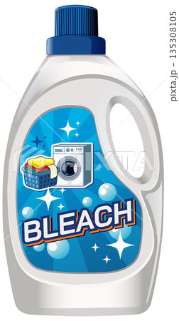Plastic Bleach Bottle with Laundry Label Vector Illustration Plastic Bleach Bottle with Laundry Label Vector Illustration 135308105