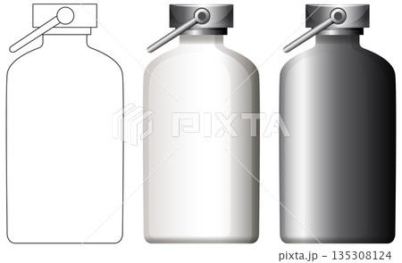 Vector Illustration of Metal Canister with Lever Lid Progression 135308124