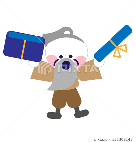 おじいさんになったうらしまたろうのかわいいイラスト 135308145