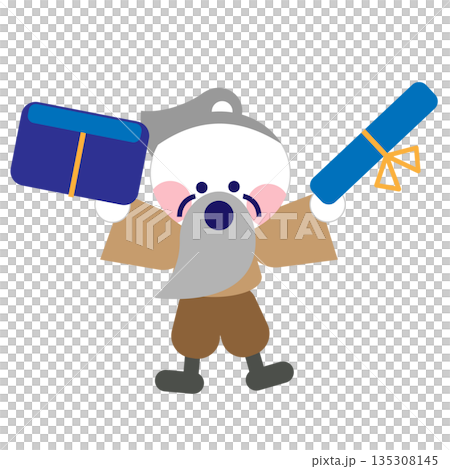 おじいさんになったうらしまたろうのかわいいイラスト 135308145