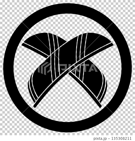 家紋です。丸に割り違い鷹の羽といいます。 135308211