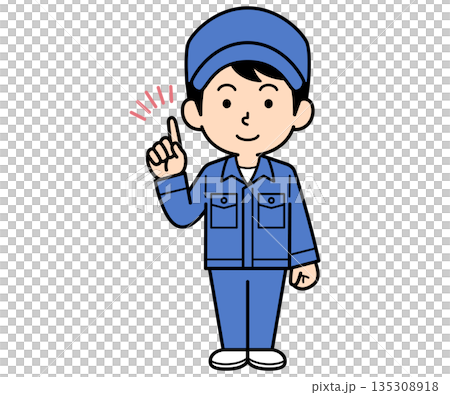 一個普通的工人指著 135308918