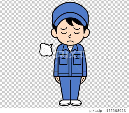 A simple worker man sighing A simple worker man sighing 135308928