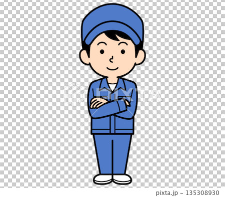 A simple worker man with his arms folded 135308930