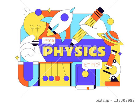 Physics Education Vector Illustration Showing Students Investigating Electricity, Magnetism, Light Waves, Forces, Scientific Technology Exploration Physics Education Vector Illustration Showing Students Investigating Electricity, Magnetism, Light Waves, Forces, Scientific Technology Exploration 135308988