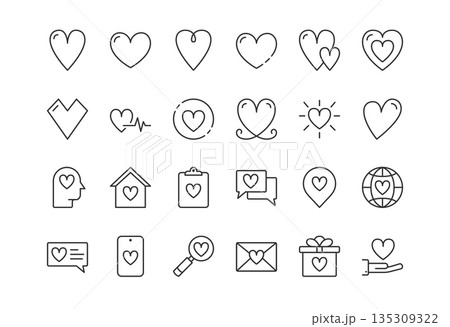 Heart Line Icons Set 135309322