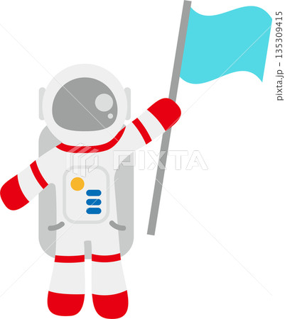 シンプルな旗を持つ宇宙飛行士のイラスト素材 135309415