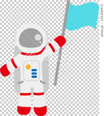 シンプルな旗を持つ宇宙飛行士のイラスト素材 135309415