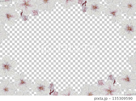 [Cherry Blossom Frame] Hand-embroidered illustration material 135309590