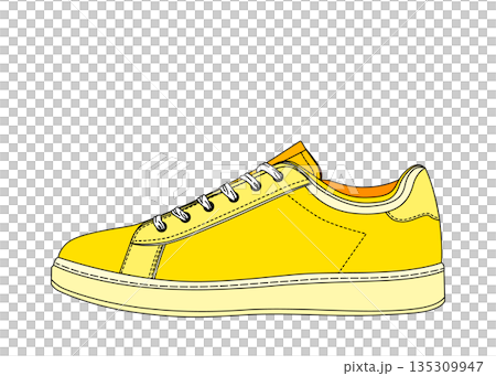黃色運動鞋的側面視圖 135309947