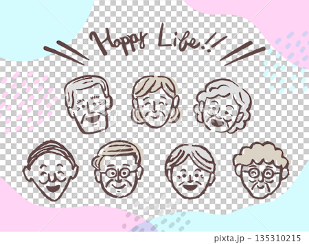 微笑的老一輩 老年人表情豐富的臉部表情集錦 微笑的老一輩 老年人表情豐富的臉部表情集錦 135310215