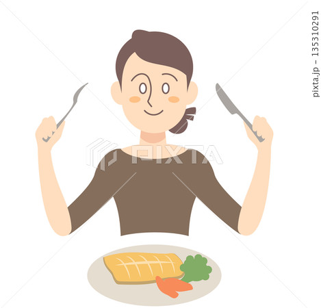 ムニエルを食べる女性 135310291