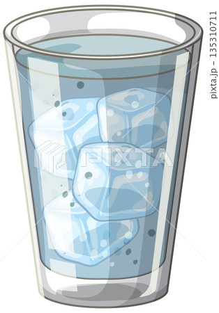 Clear Glass of Cold Water with Ice Cubes Vector Illustration Clear Glass of Cold Water with Ice Cubes Vector Illustration 135310711