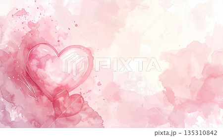 ピンクのハートを散りばめた背景 135310842