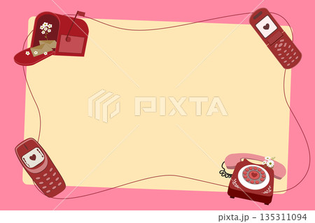 Retro Red Telephone and Love Letter Valentine Frame 135311094