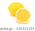 Close up cut in half of lemon isolated on white background. copy space. 135311153