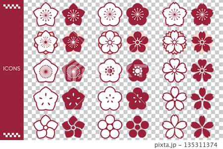 春の花（桃・梅・桜）アイコンセット 135311374